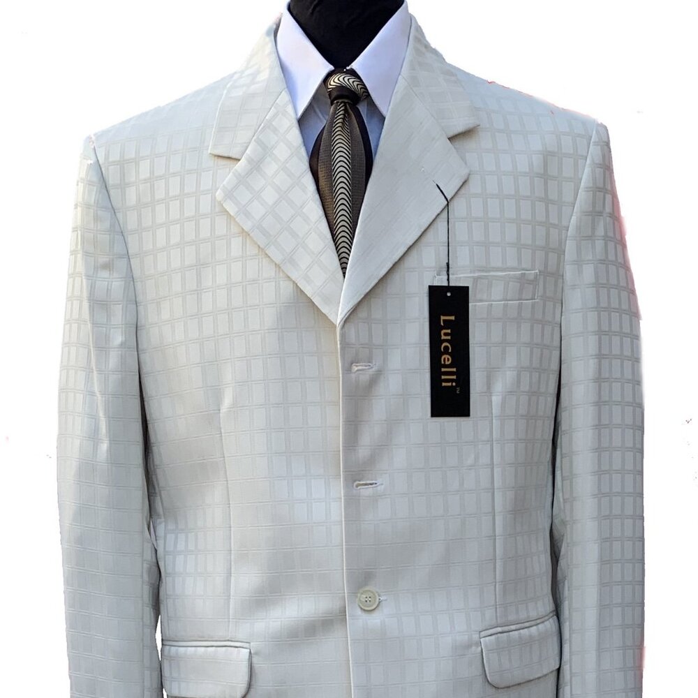 LUCELLI 2 PIECE MEN'S SUIT HIGH QUALITY ITALIAN SUPERIOR POLYESTER 4B WOOL TOUCH